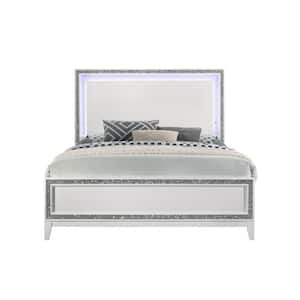 Haiden LED & White Finish King Panel Headboard Bed