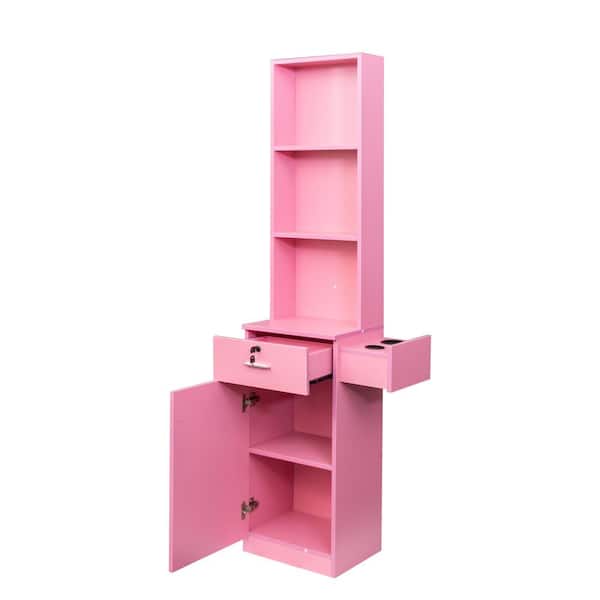COWLOWN 15.67 in. W x 12.28 in. D x 70.87 in. H Bathroom Pink Linen Cabinet