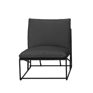 Black Metal Outdoor Lounge Chair Outdoor Couches with Black back Cushion And Seat Cushion