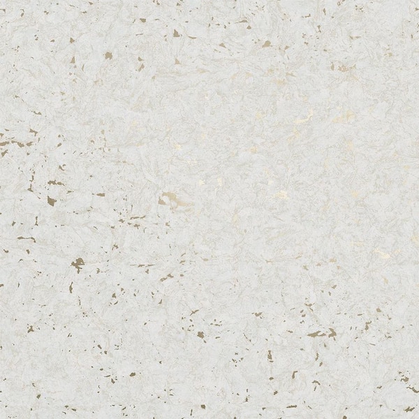 White and Metallic Gold Faux Cork Vinyl Peel and Stick Textured Wallpaper Roll (Covers 56 sq. ft. )
