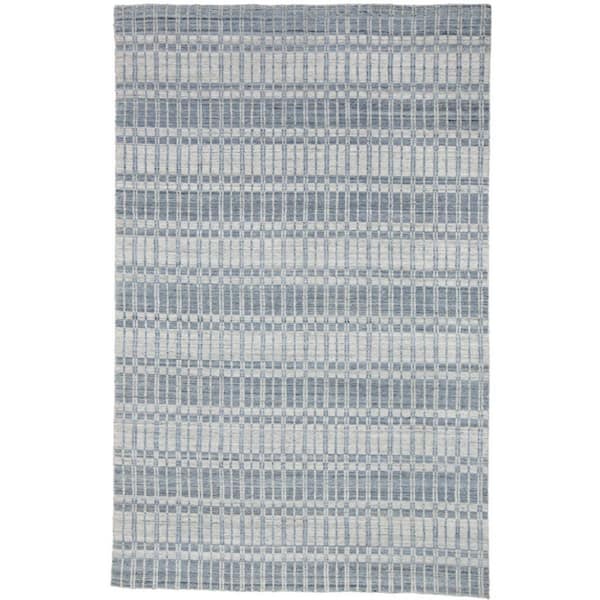 2 ft. x 8 ft. Blue, Gray Striped Area Rug