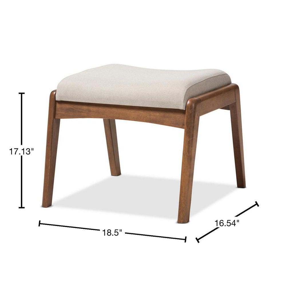 Roxy Mid-Century Light Beige Tufted Ottoman