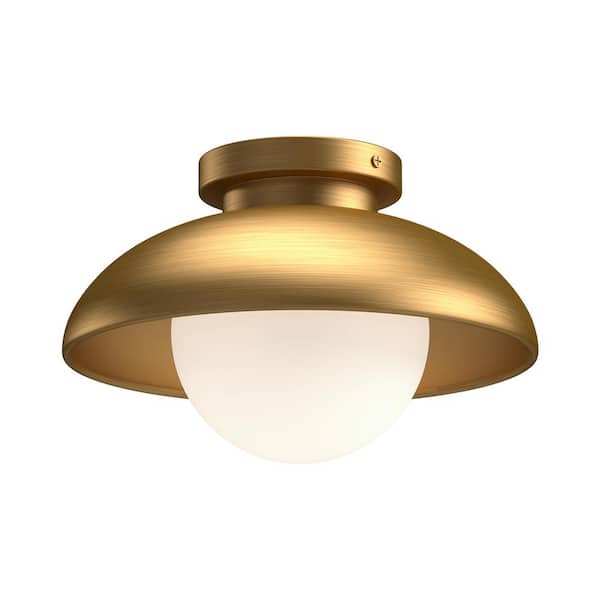 ALORA MOOD Rubio 16 in. 1 Light 60-Watt Aged Gold/Opal Matte Glass Flush Mount