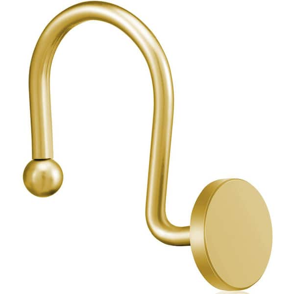 Heavy Duty Stainless Steel Shower Curtain Hooks Modern Shower Curtain Hangers Set of 12, Round Heavy Duty Design in Gold