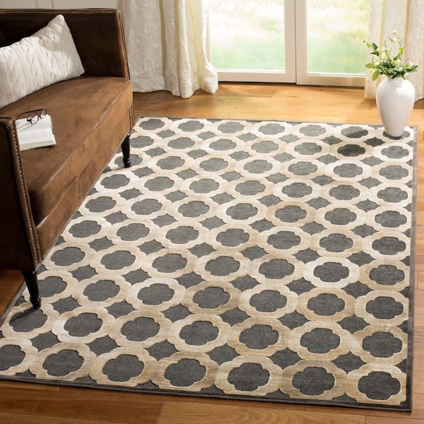 Martha Stewart 5 ft. x 8 ft. Soft Anthracite/Anthracite Ring Geometric Area Rug