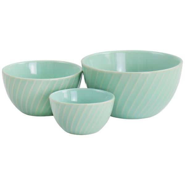 3 Piece Stoneware Mini Bowl Dinnerware Set in Mint