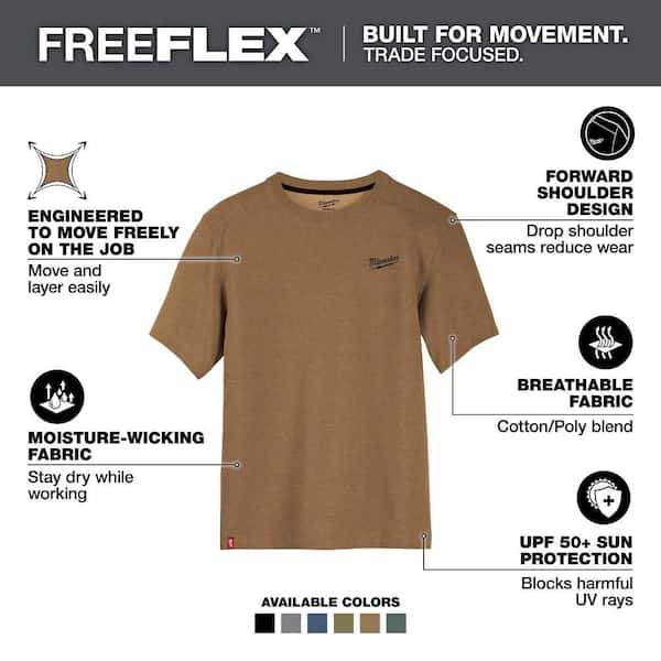 Milwaukee Men's X-Large Brown Cotton/Polyester Short-Sleeve Hybrid