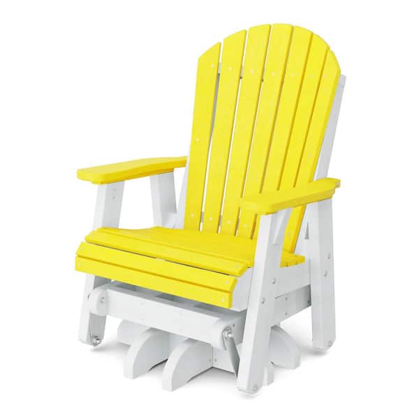 Heritage 1-Person Lemon Yellow and White HDPE Plastic Outdoor Swivel Glider