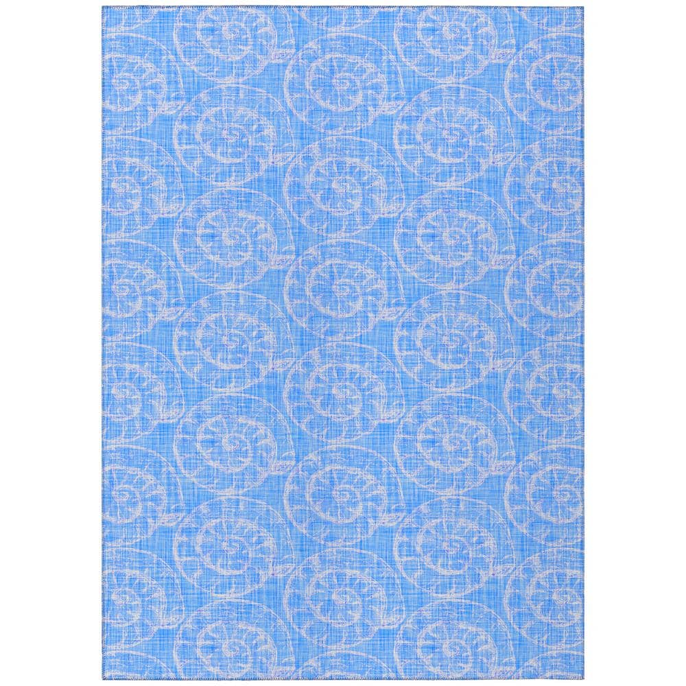 Surfside Blue 9 ft. x 12 ft. Geometric Indoor/Outdoor Area Rug