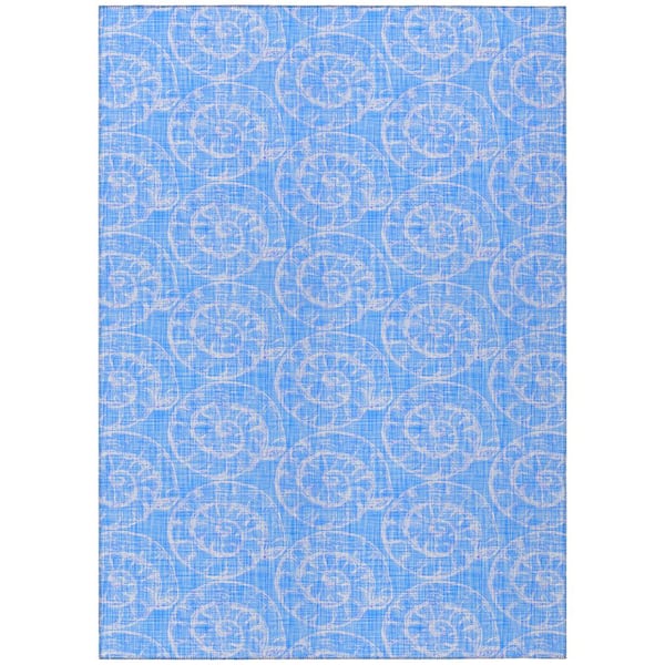 Surfside Blue 9 ft. x 12 ft. Geometric Indoor/Outdoor Area Rug
