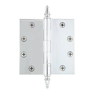 4.5 in. Steeple Tip Heavy Duty Hinge with Square Corners in Bright Chrome