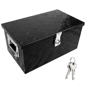 9 Gal. 20 in. W x 12 in. D x 9 in. H Black Aluminum Tool Storage Box, Deck Box with Lock Side Handle and 2-Keys