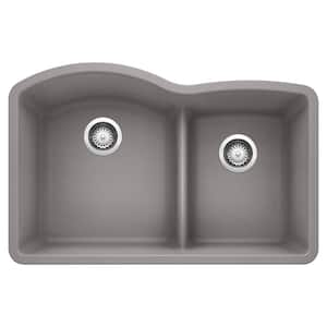 DIAMOND 32 in. Undermount Double Bowl Metallic Gray Granite Composite Kitchen Sink