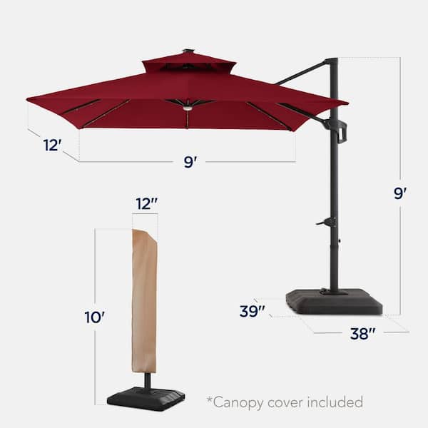 home depot patio umbrella lights HOMSHADE 10FT Solar LED Cantilever with Base Included, Red Rave Essentials Color:Black/White/Red This outdoor offset umbrella Grey California Umbrella Patio