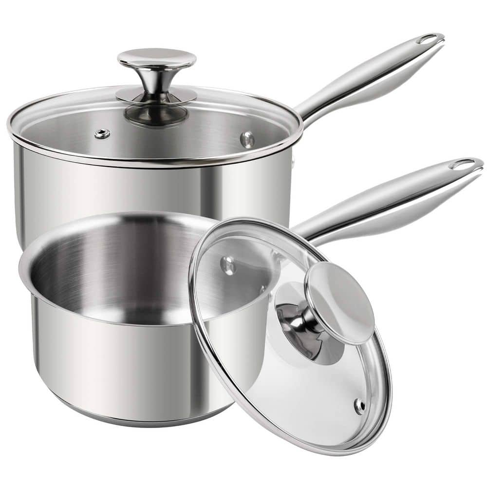 2-Piece Stainless Steel Sauce Pan Set with Cool Grip Handle, Non Toxic Milk Pots with Lid, Small Baby Food Cookware price history on PriceWatchPro