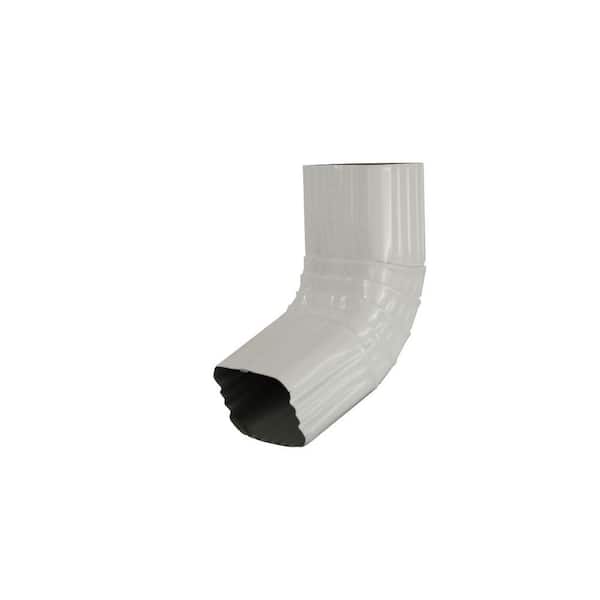 2 in. x 3 in. High Gloss 80 Degree White Aluminum Downspout A-Elbow