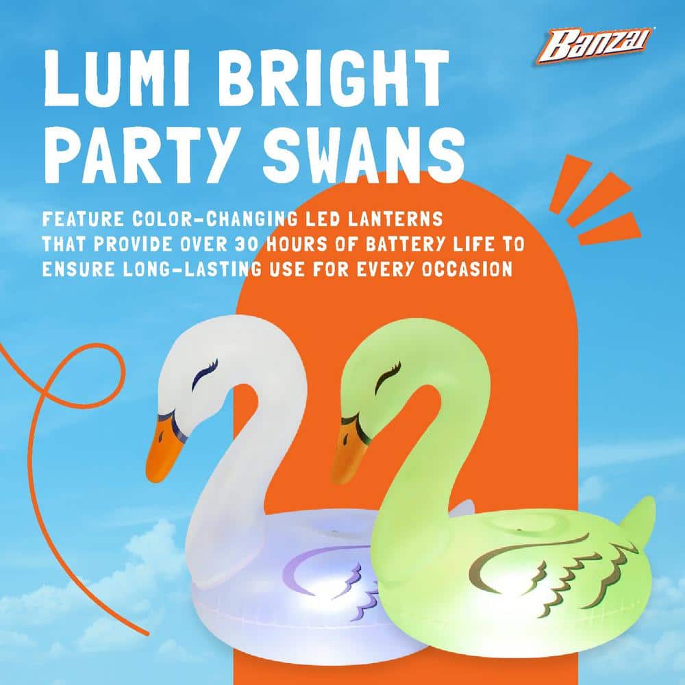 Translucent White PVC Inflatable Swan Pool Lanterns with LED Lights