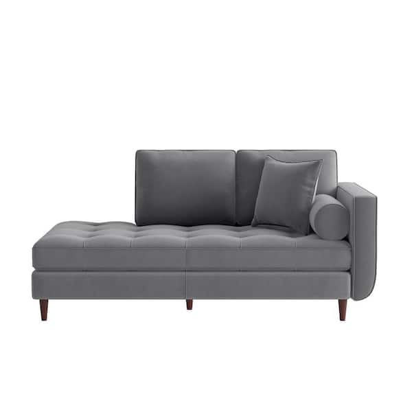 EVERGLADE HOME Carolina Gray Velvet Arm Chair