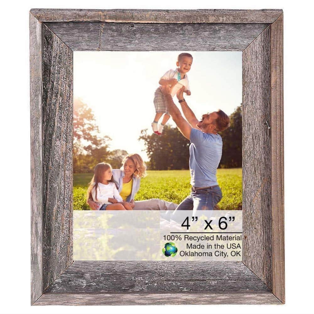 HomeRoots Josephine 4 in. x 6 in. Natural Weathered Gray Picture Frame