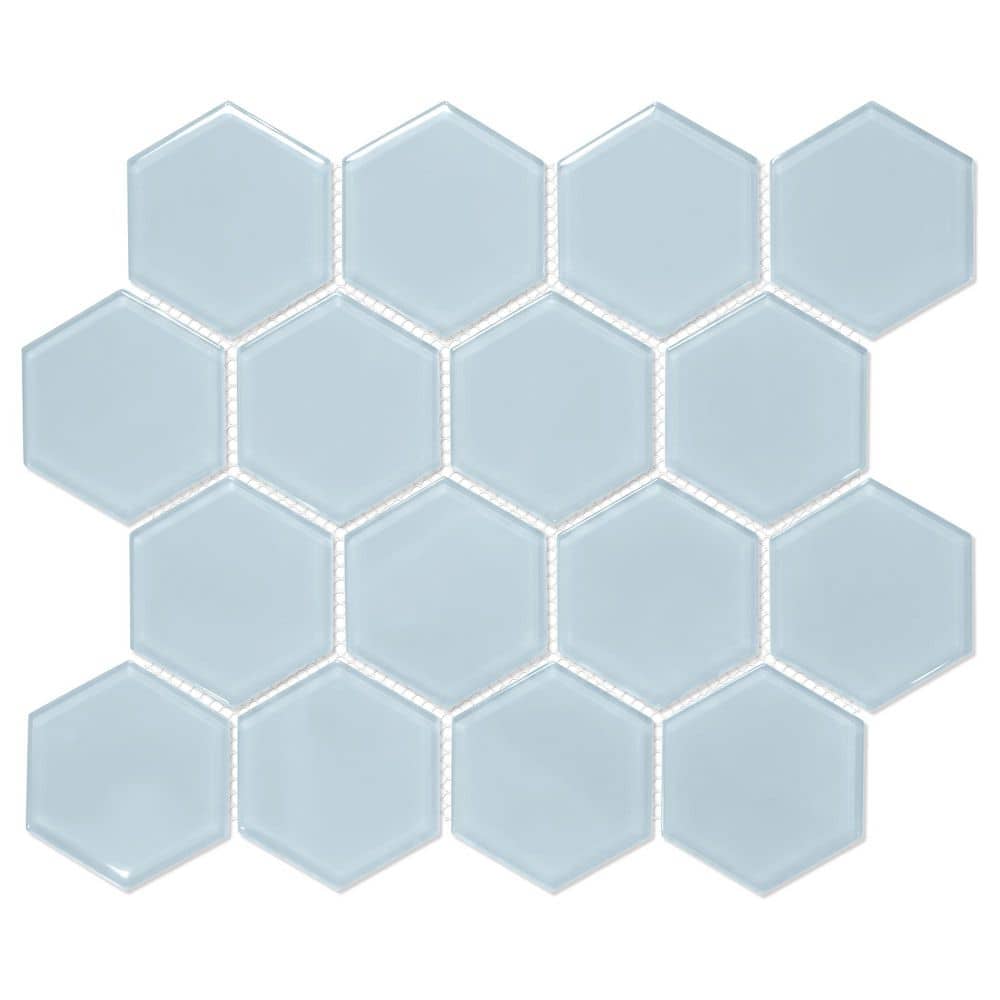 Hexagon Blue 10.23 in. x 11.81 in. Honeycomb Glossy Glass Wall Mosaic Tile (4.2 sq. ft./Case) price history on PriceWatchPro
