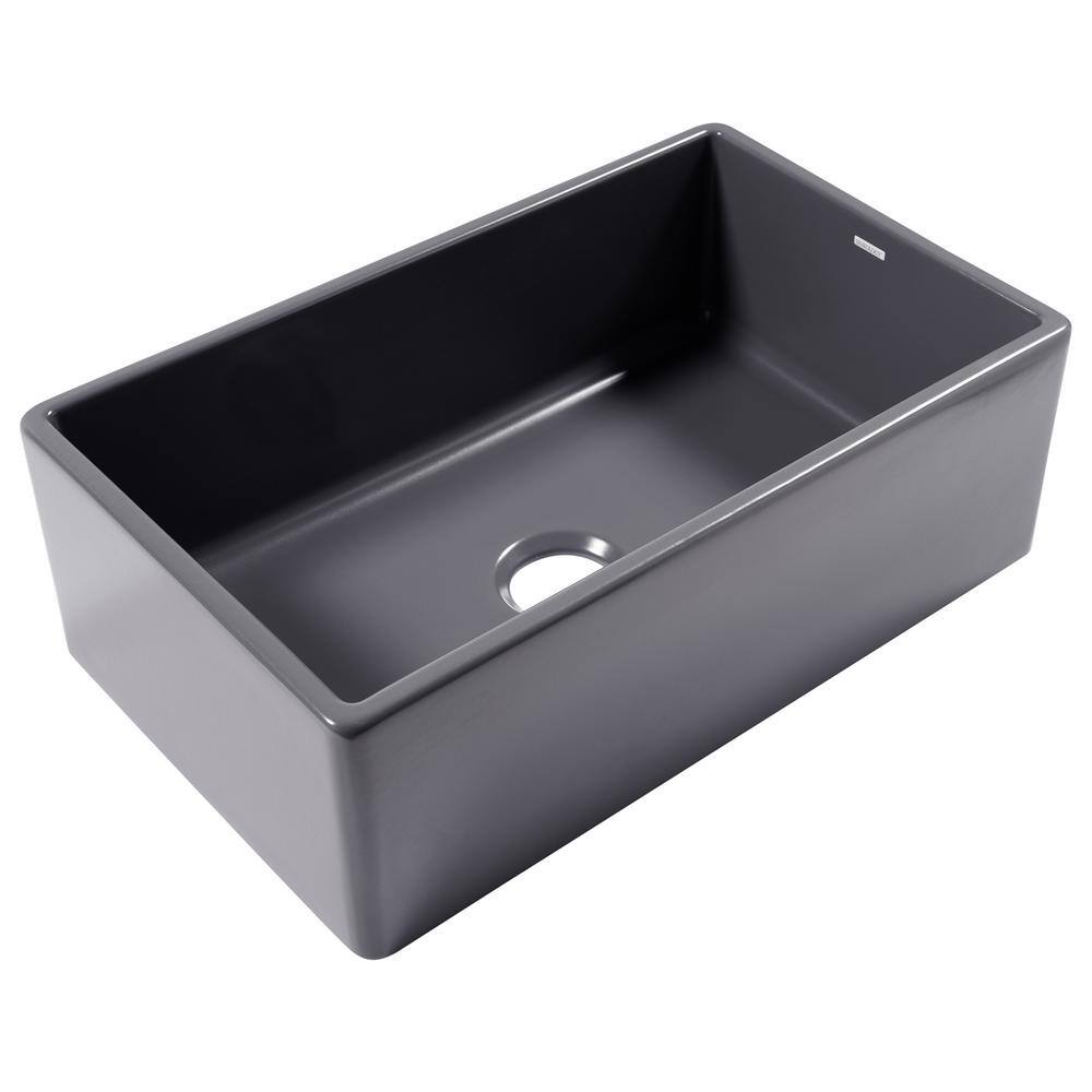 Sinkology Bradstreet Ii 30 In Farmhouse Apron Front Undermount Single Bowl Matte Gray Fireclay 9436