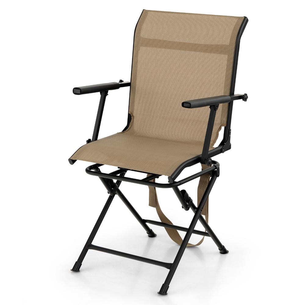 Foldable 360 Degree Swivel Patio Hunting Chair with Armrests Mesh Back and Carry Friendly Design - Coffee price history on PriceWatchPro
