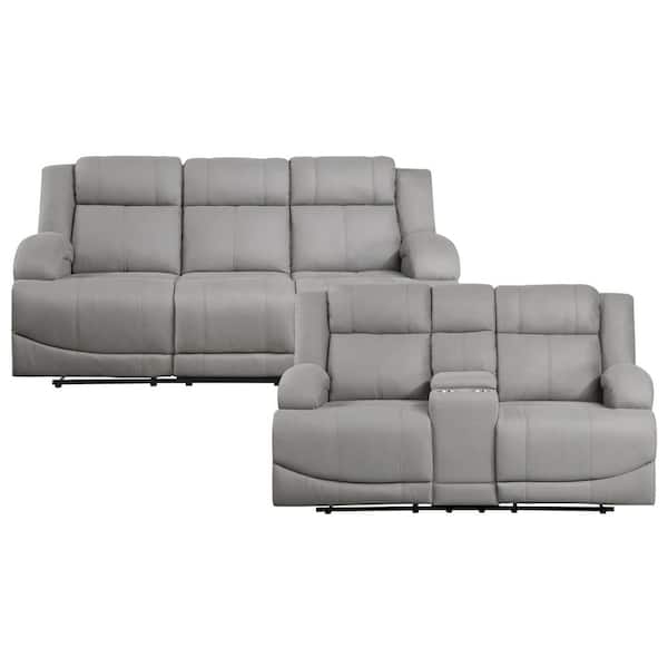 EVERGLADE HOME Darcel 152 in. W Round Arm Microfiber Rectangle Sofa in Gray