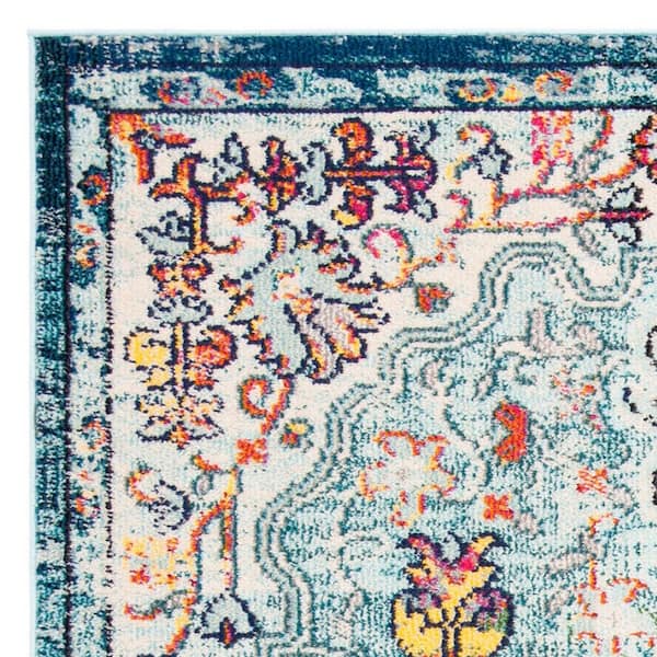 SAFAVIEH Madison Navy/Light Blue 7 ft. x 7 ft. Square Border