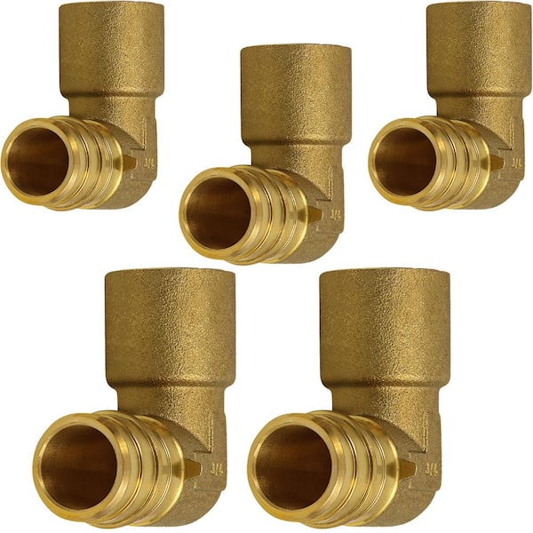 PLUMBFLEX 3/4 in. x 3/4 in., Pex A  Lead Free Brass 90° for Use in Tubing, Pex A x Female Sweat Expansion Pex Elbow (Pack of 5)