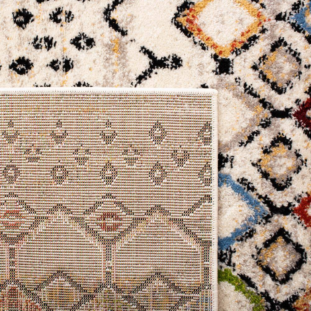Ivory Multicolor Geometric 5' x 7' Stain-Resistant Area Rug