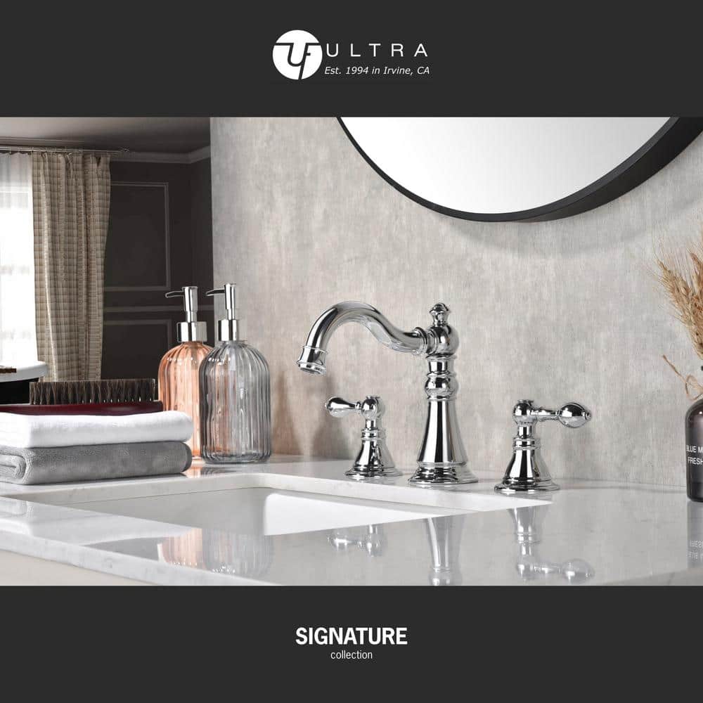 Polished Chrome Traditional Widespread Bathroom Faucet