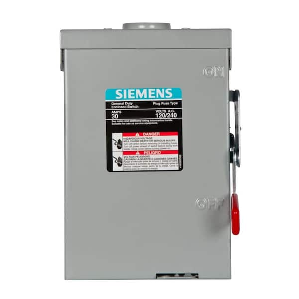 Siemens General Duty 30 Amp 240-Volt Two-Pole Outdoor Fusible Safety Switch with Neutral