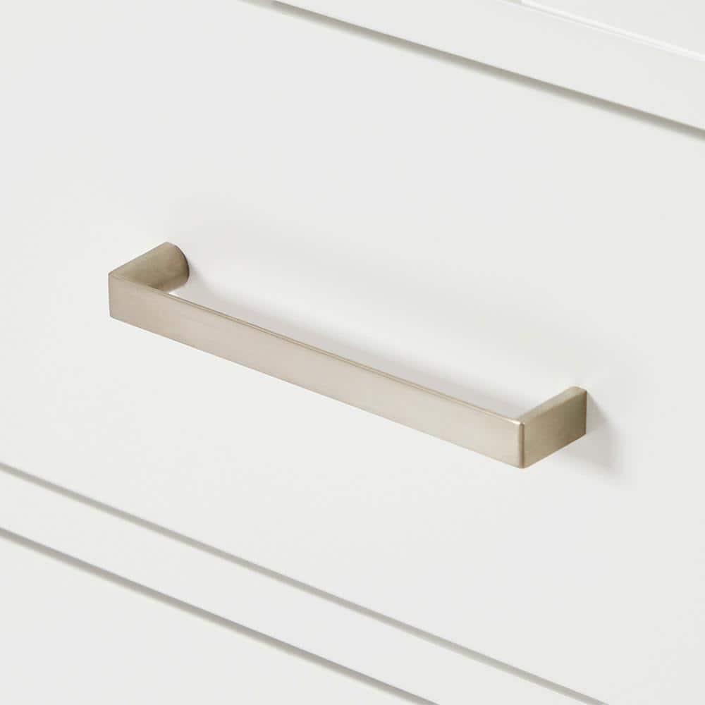 Cambridge 66" White Double Freestanding Vanity Cabinet with Brushed Nickel Hardware