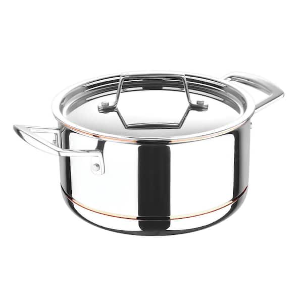 MasterPRO 5CX 3.5 qt. Stainless Steel Copper Core Soup Pot with Glass Lid