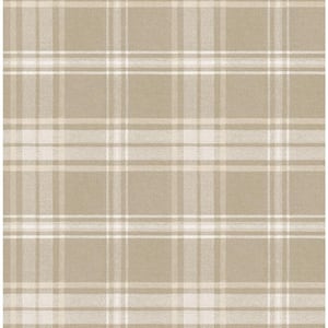 Tartan Beige and Off White Paper Non Pasted Strippable Wallpaper Roll (Cover 56.05 sq. ft.)