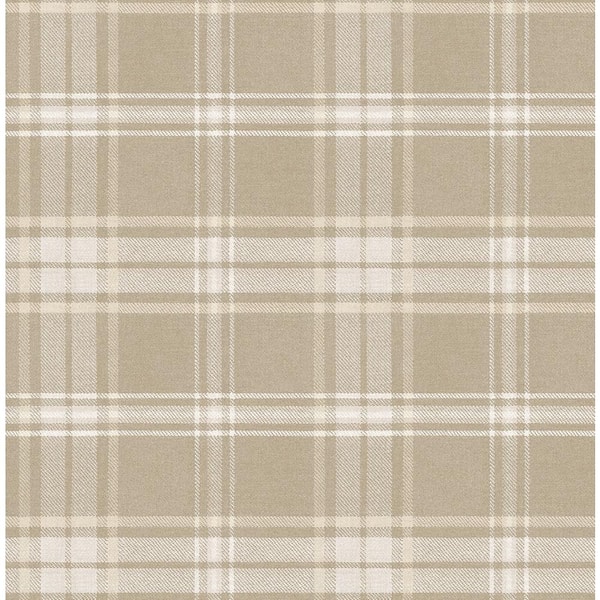 CASA MIA Tartan Beige and Off White Paper Non Pasted Strippable Wallpaper Roll (Cover 56.05 sq. ft.)