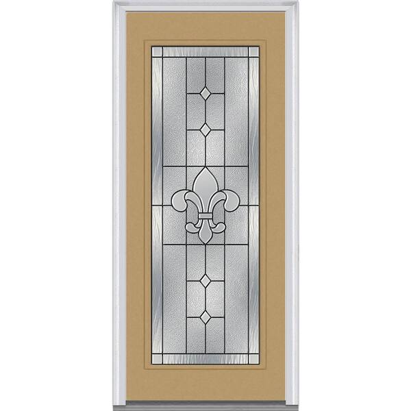 MMI Door 32 in. x 80 in. Carrollton Right-Hand Inswing Full Lite Decorative Painted Fiberglass Smooth Prehung Front Door