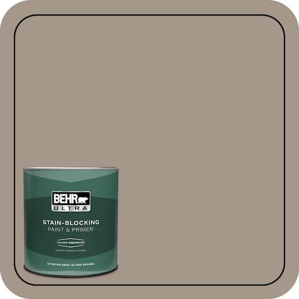 BEHR ULTRA 1 qt. #PPU5-07 Studio Taupe Extra Durable Semi-Gloss Enamel Interior Paint & Primer