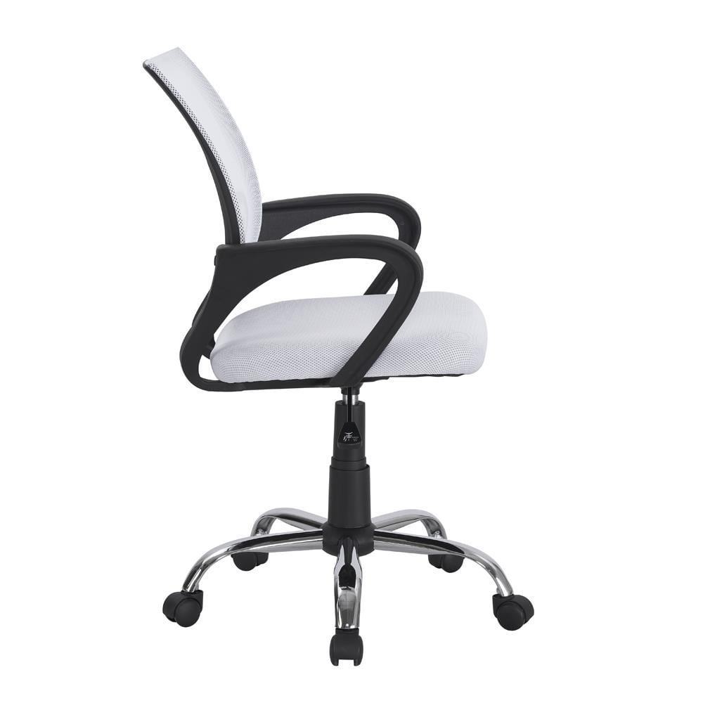 White Mid-Back Mesh Swivel Rolling Office Chair with Adjustable Height - Thumbnail 2