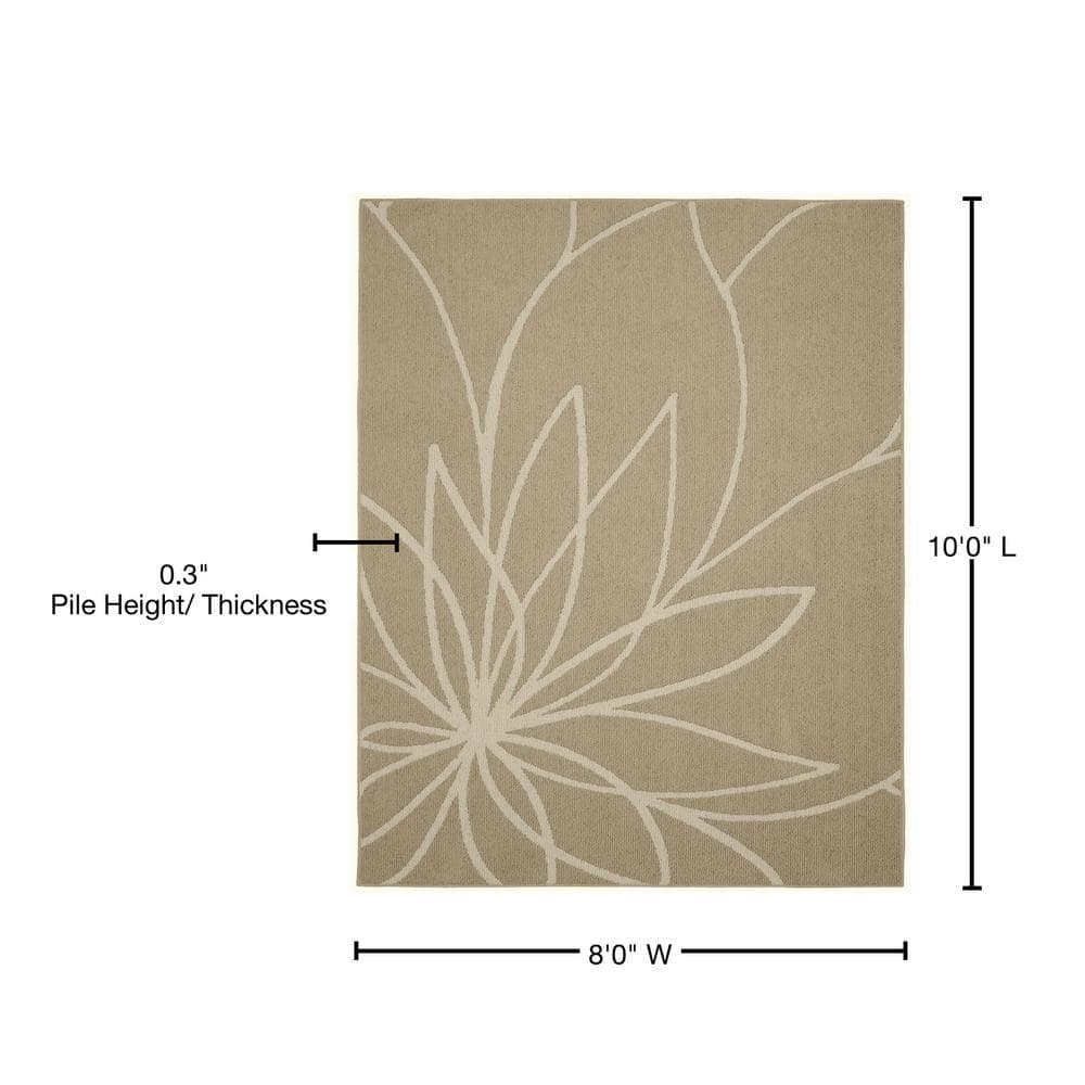 Ivory Floral Essence 8' x 10' Tufted Synthetic Area Rug
