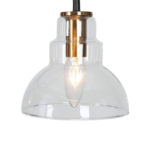 Uolfin Modern Dining Room Pendant Light, 1-Light Black and Gold Kitchen Chandelier with Crystal Drops