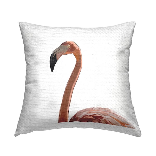 Stupell Industries Flamingo Bird Casual White Portrait Pink Square Outdoor Throw Pillow