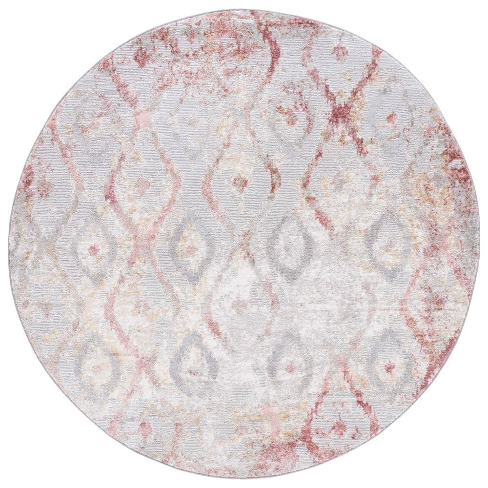 Meadow 7 ft. x 7 ft. Gray/Pink Distressed Trellis Round Area Rug price history on PriceWatchPro