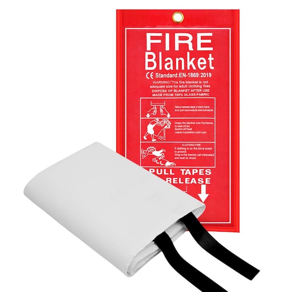 Fiberglass Fire Suppression Emergency Blanket with Double-Sided Silicone Coating Fire Blanket 1 Pack 40x40in