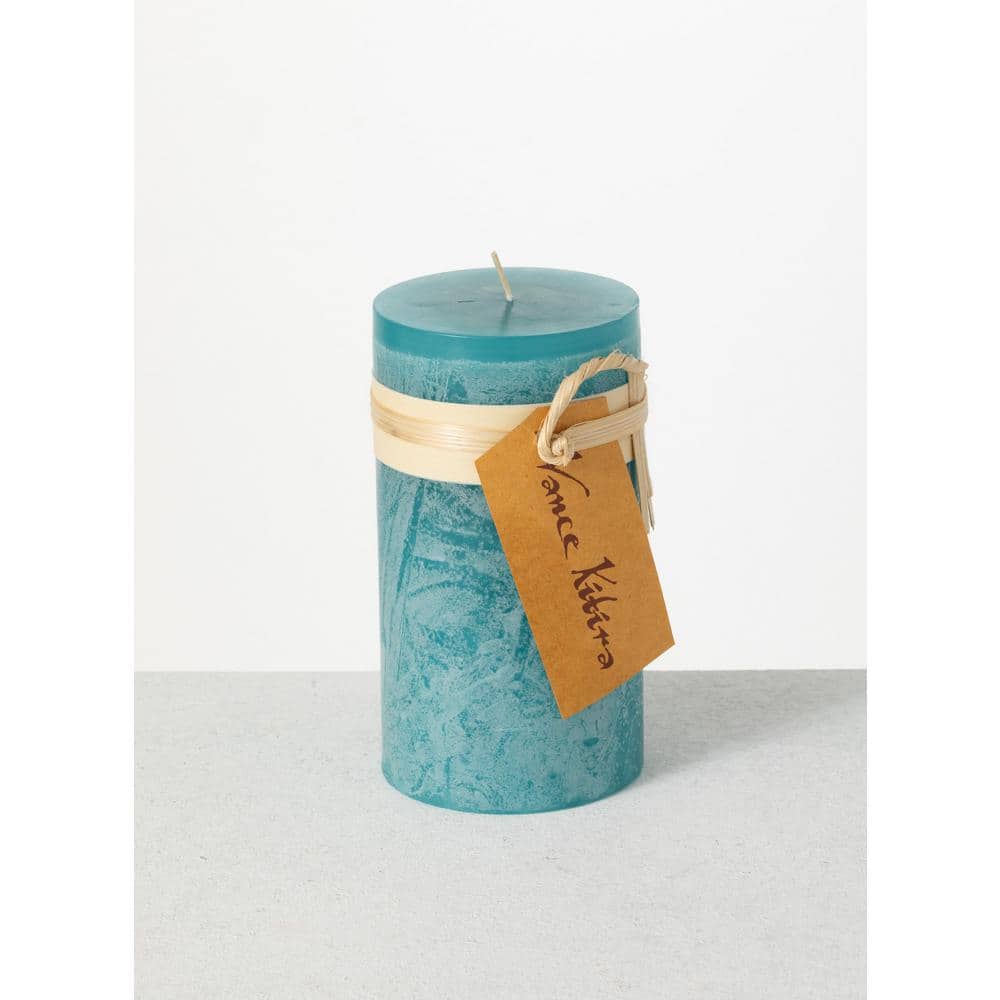 Vance Kitira 6 in. Sea Glass Timber Pillar Candle CT246SGL The Home Depot