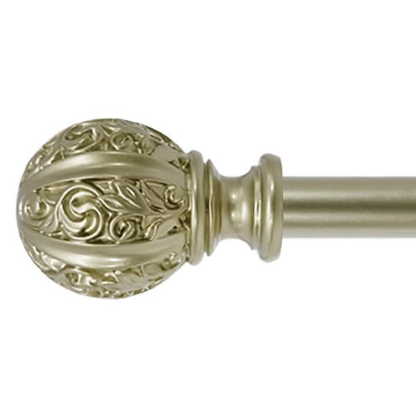 Decopolitan Leaf Ball 48 in. - 86 in. Adjustable Curtain Rod 5/8 in. in Light Gold with Finial