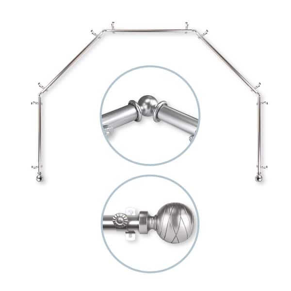 Rod Desyne Arman 5 to Sided 13/16 in. Dia Bay Window Single Curtain Rod in Satin Nickel