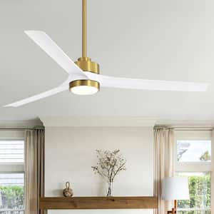 Parvez 60 in. Integrated LED Indoor White-Blade Gold Ceiling Fans with Light and Remote Control Included