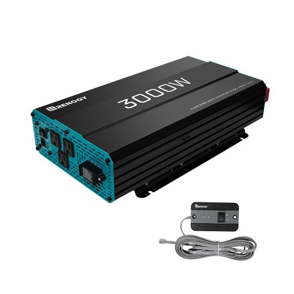 Renogy 3000 Watt Solar 12 Volt Pure Sine Wave Off Grid Battery Inverter With Usb Port Rng Invt 3000 12v P2 The Home Depot