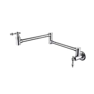 Wall Mounted Pot Filler Faucet with Flexible Retractable Rod in Chrome